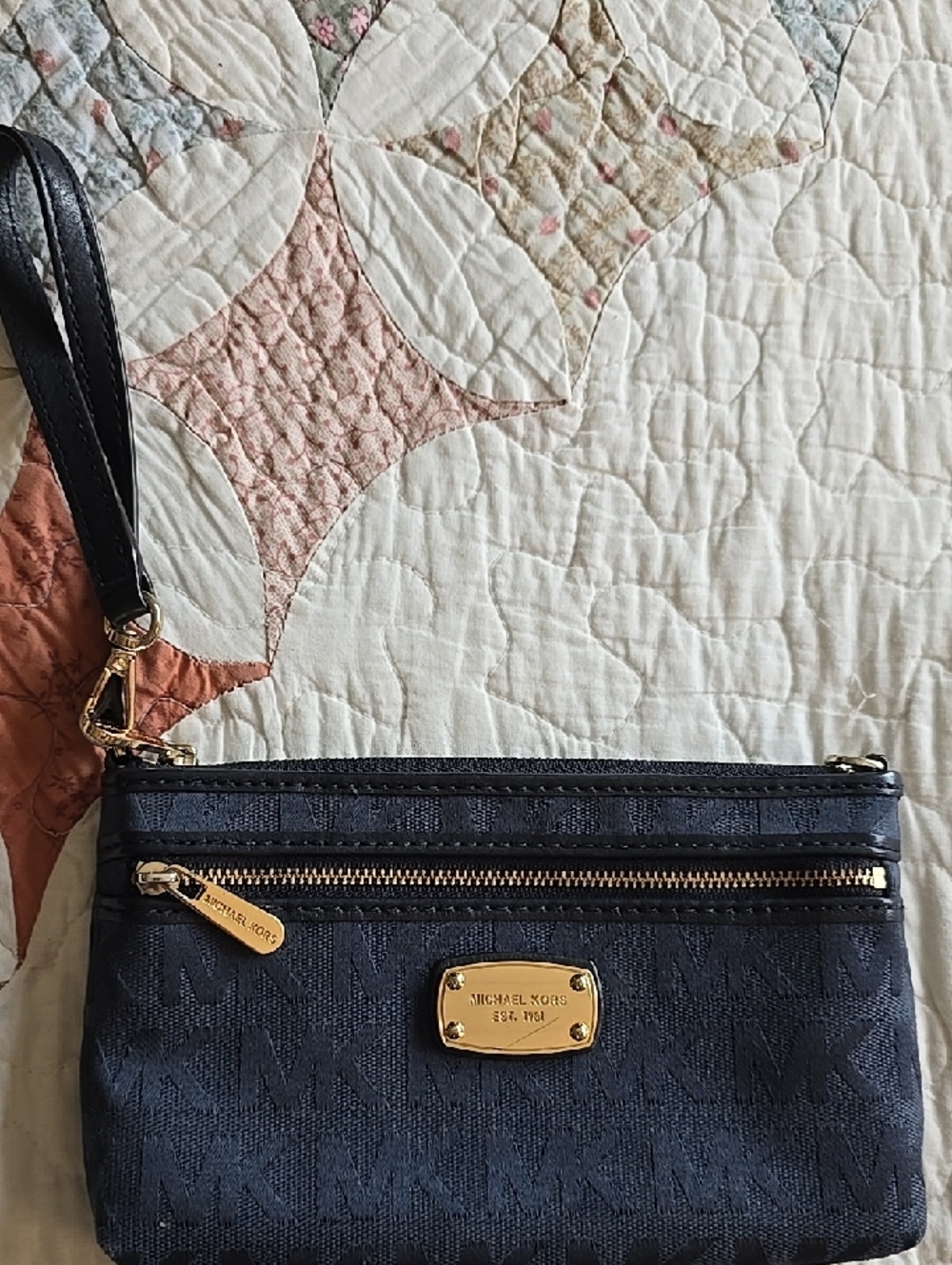 Michael Kors Navy Signature Wristlet